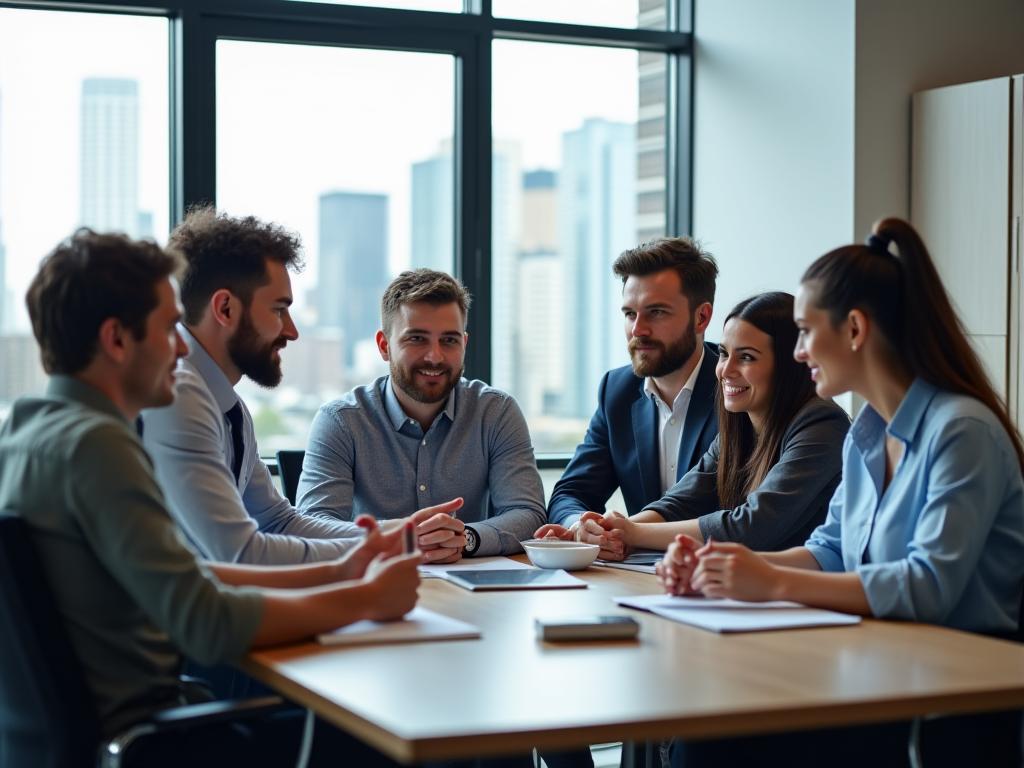 A diverse team of professionals collaborating in a modern Toronto office.